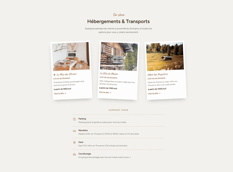 Hébergements & Transports