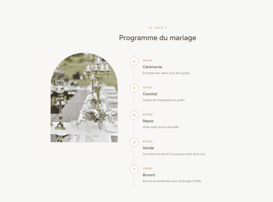 Programme du mariage